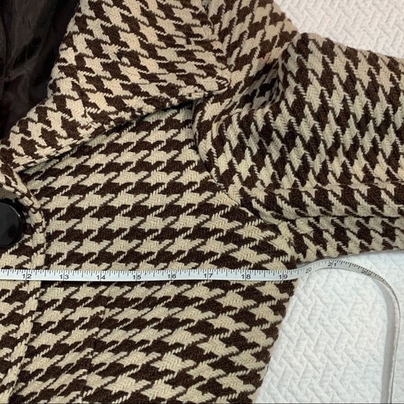 soia & Kyo Cream/Beige Houndstooth Wool Belted 3/4 Sleeve High Collar Co… - Picture 10 of 13